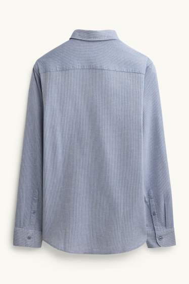 Heren - Overhemd - regular fit - kent - met structuur - blauw