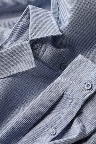 Heren - Overhemd - regular fit - kent - met structuur - blauw