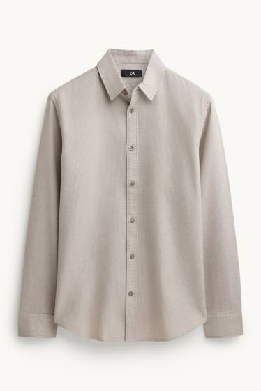 Herren - Hemd - Regular Fit - Kent - strukturiert - beige