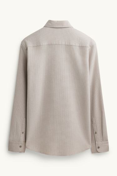 Herren - Hemd - Regular Fit - Kent - strukturiert - beige
