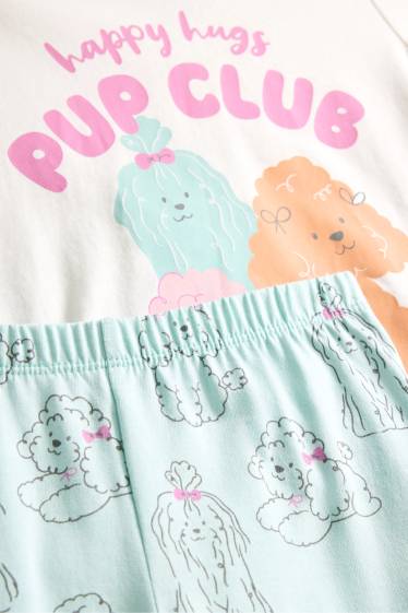 Kinder Mädchen - Pudel - Pyjama - 2 teilig - weiß / hellblau