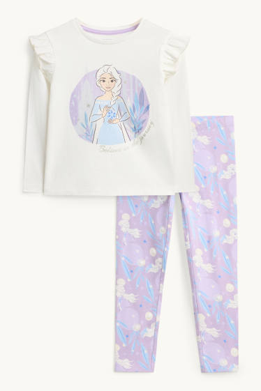 Nena - Frozen - pijama - 2 peces - efecte brillant - lila/blanc