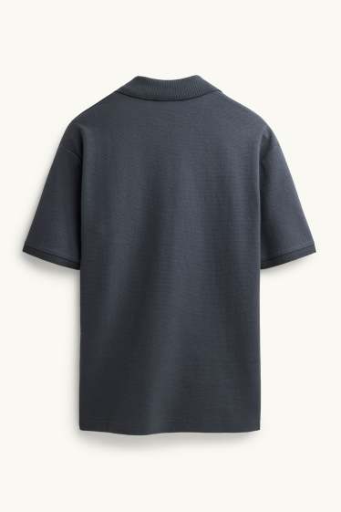 Herren - Poloshirt - Relaxed Fit - strukturiert - dunkelgrau
