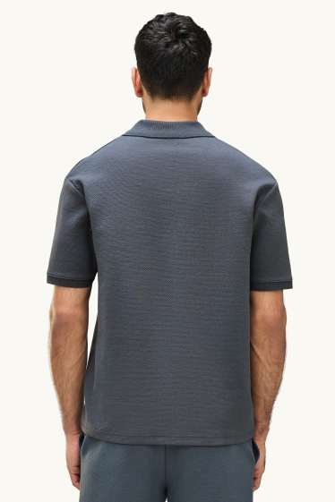 Herren - Poloshirt - Relaxed Fit - strukturiert - dunkelgrau