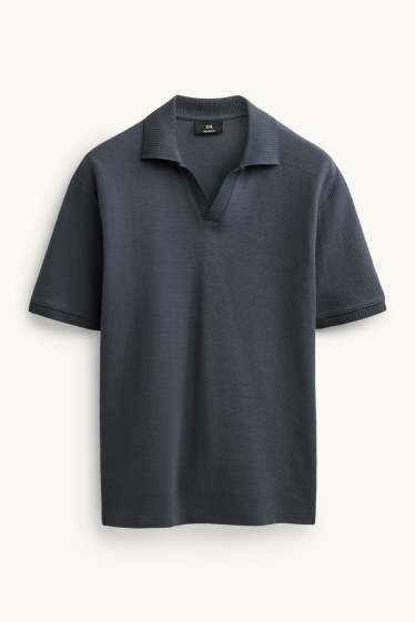 Herren - Poloshirt - Relaxed Fit - strukturiert - dunkelgrau