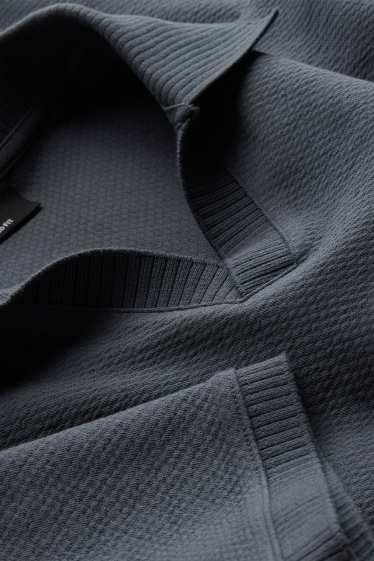 Herren - Poloshirt - Relaxed Fit - strukturiert - dunkelgrau
