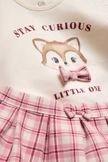 Baby: meisjes - Vosje - baby-outfit - 2-delig - crèmekleurig