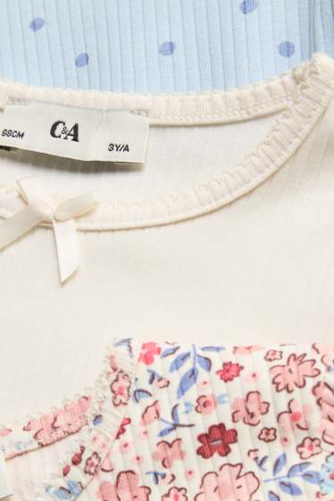 Copii - Fete - Multipack 3 buc. - floare - tricou cu mânecă lungă - reiat - albastru