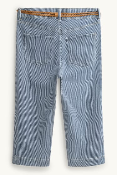 Mujer - Capri jeans - mid waist - slim fit - de rayas - azul / blanco