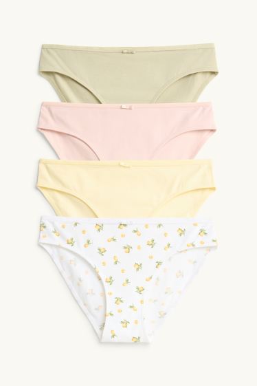 Femmes - Lot de 4 - culottes - blanc / jaune