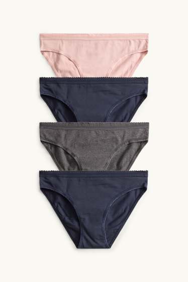 Dames - Set van 4 - slip - donkerblauw
