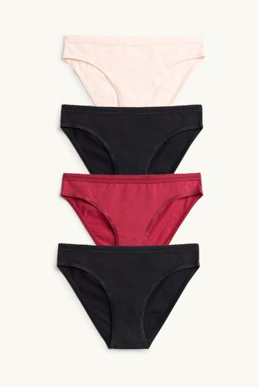 Dames - Set van 4 - slip - rood