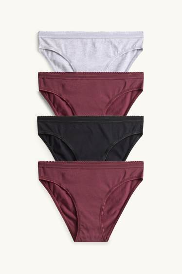 Dames - Set van 4 - slip - bordeaux