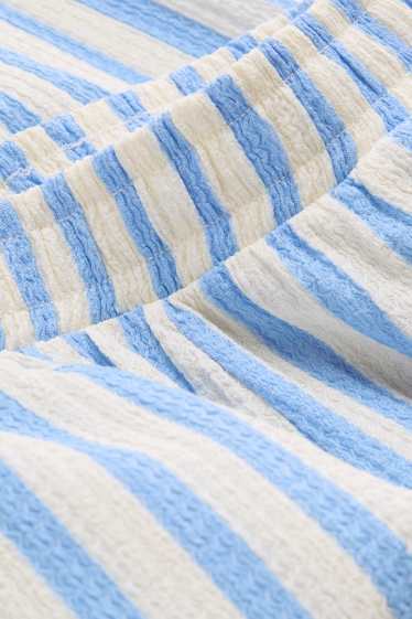 Kinder Mädchen - Stoffhose - gestreift - weiss / hellblau