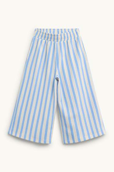 Kinder Mädchen - Stoffhose - gestreift - weiss / hellblau