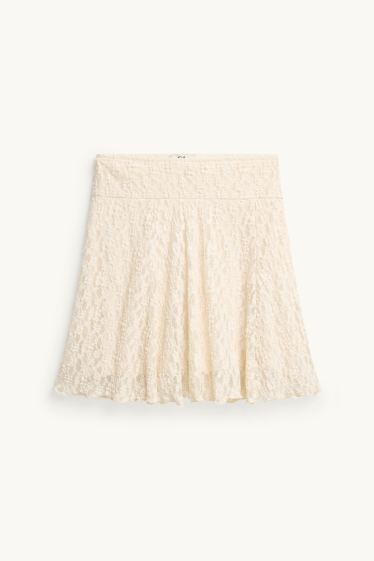 Women - Denim skirt - creme