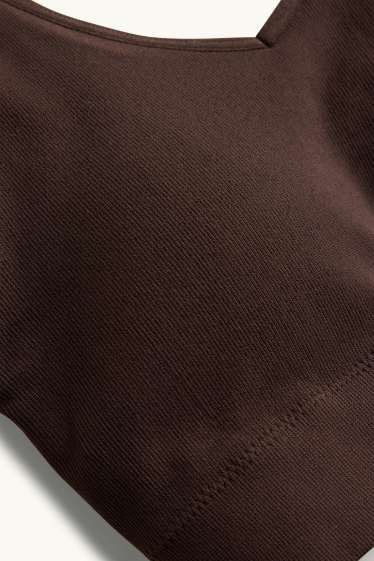 Dames - Sport-BH - voorgevormd - ribstof - seamless - bruin