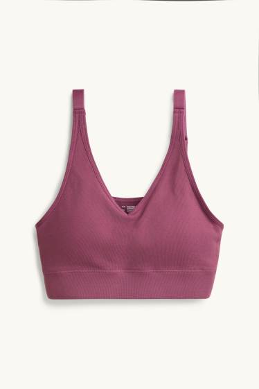 Dames - Sport-BH - voorgevormd - ribstof - seamless - bordeaux