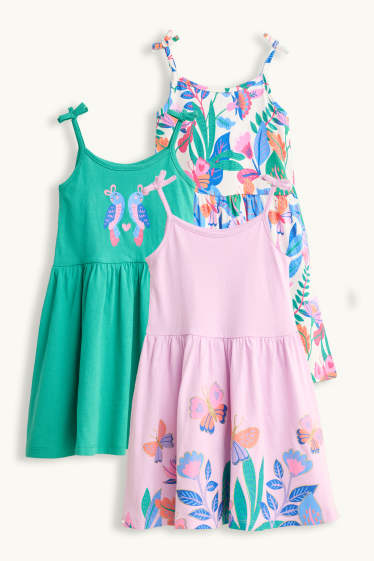 Niñas - Pack de 3 - pajaritos y mariposas - vestidos - multicolor
