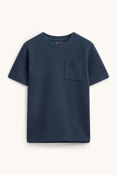 Enfants garçons - T-shirt - finition texturée - bleu foncé