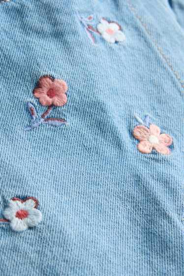 Children Girls - Floral - denim skort - blue denim