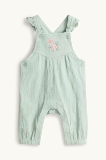Bébés filles - Petites fleurs - ensemble nouveau-né - 2 pièces - vert / blanc crème