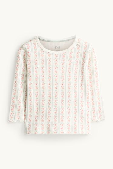 Bébés filles - Petites fleurs - ensemble nouveau-né - 2 pièces - vert / blanc crème