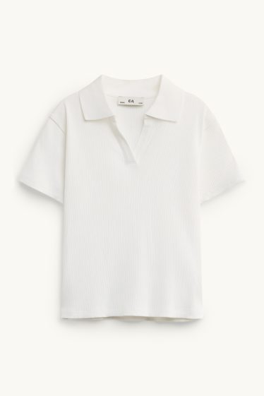 Kinderen: meisjes - Poloshirt - geribd - wit