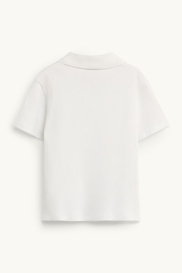 Kinderen: meisjes - Poloshirt - geribd - wit