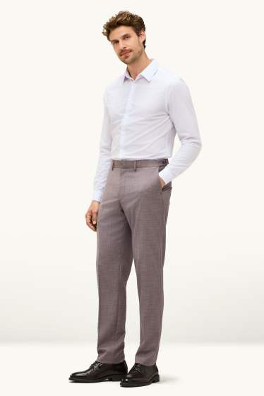 Hommes - Pantalon de costume - regular fit - extensible - marron chiné