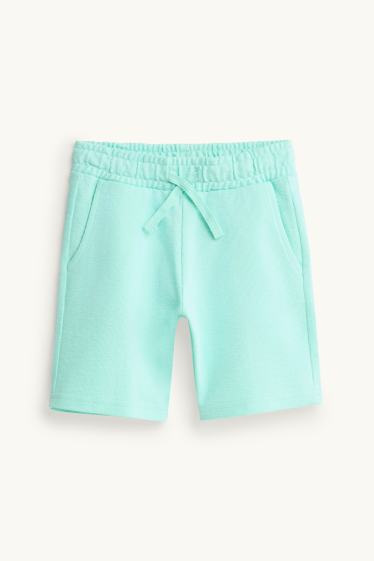 Kinder Buben - Meerestiere - Set - Kurzarmshirt und Sweatshorts - 2 teilig - weiß / türkis