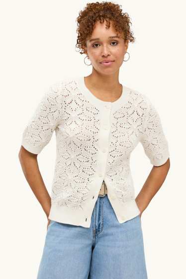 Damen - T-Shirt - Regular Fit - gerippt - weiss