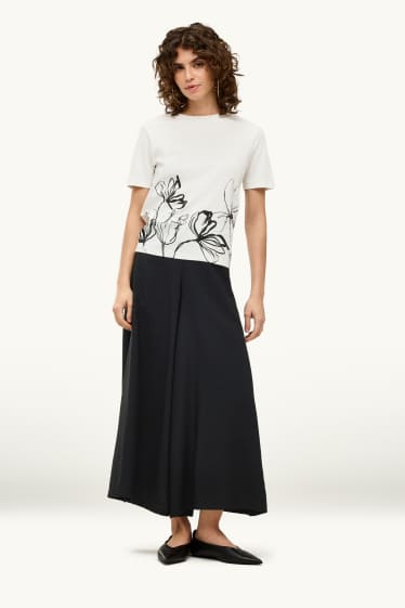 Dames - Pantalon - high waist - wide leg - zwart