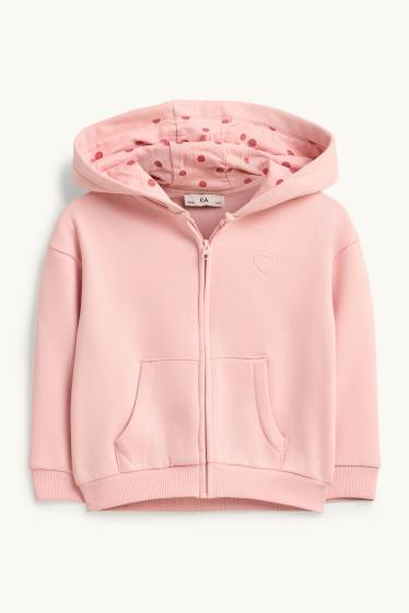 Kinderen: meisjes - Hartje - sweatvest met capuchon - roze