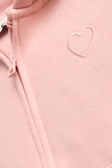 Kinderen: meisjes - Hartje - sweatvest met capuchon - roze