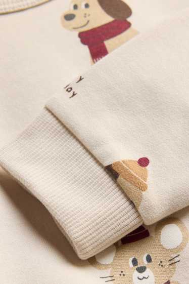 Bébés garçons - Renard, petit chien et souris - sweat bébé - beige