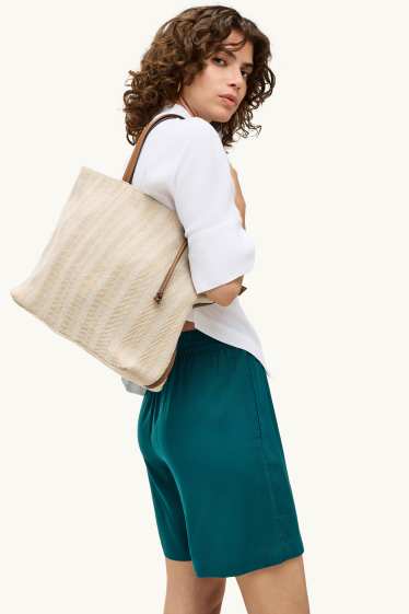 Dámské - Velká kabelka shopper - béžová