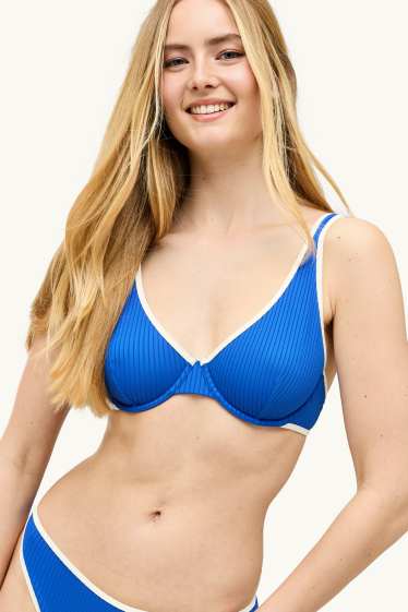 Dames - Bikinitop met beugels - geribd - LYCRA® XTRA LIFE™ - blauw