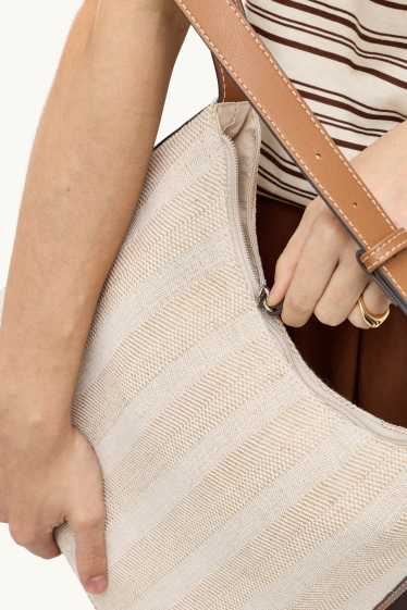 Damen - Schultertasche - gestreift - beige