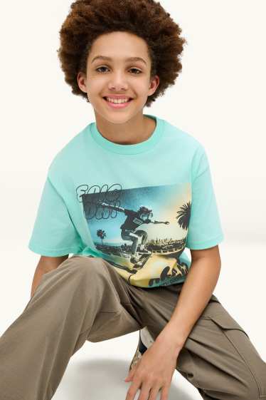 Enfants garçons - Lot de 2 - Skate - T-shirt - turquoise