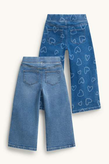 Copii - Fete - Inimă - multipack 2 perechi - wide leg jeggings - denim-albastru