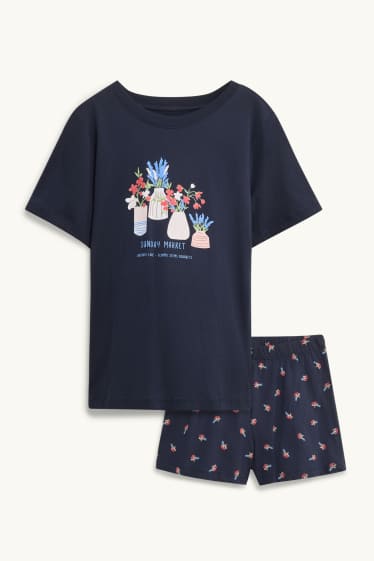 Femmes - Pyjashort - bleu foncé