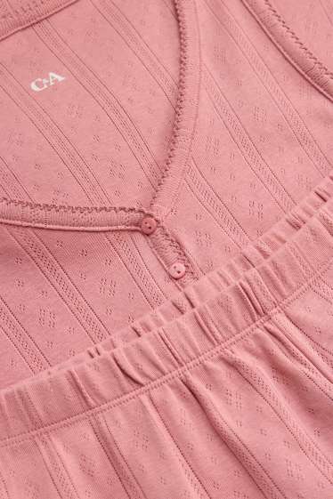 Dona - Pijama curt de teixit d’ordit calat - coral