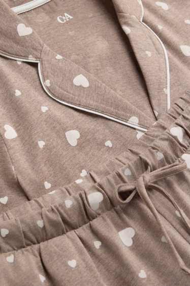 Women - Short pyjamas - patterned - brown