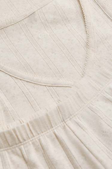 Damen - Pointelle-Shorty-Pyjama - beige