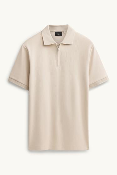 Hommes - Polo - regular fit - finition texturée - gris clair