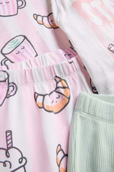 Kinder Mädchen - Multipack 2er - Frühstück - Pyjama - 4 teilig - grün / rosa
