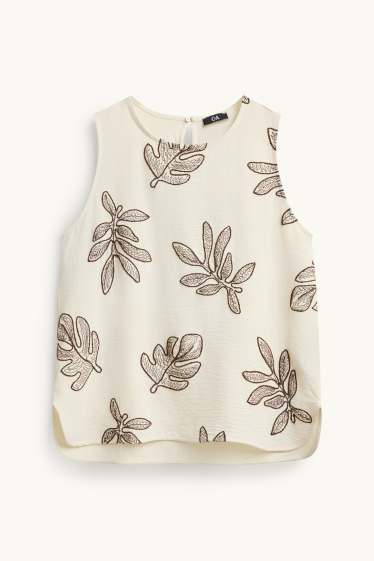 Damen - Top - gemustert - cremefarben