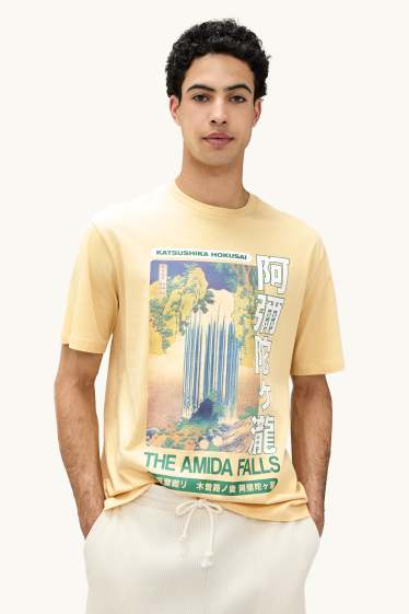 Heren - T-shirt - relaxed fit - geel
