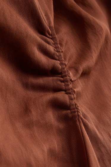Damen - Kleid mit V-Ausschnitt - Straight Fit - rostbraun